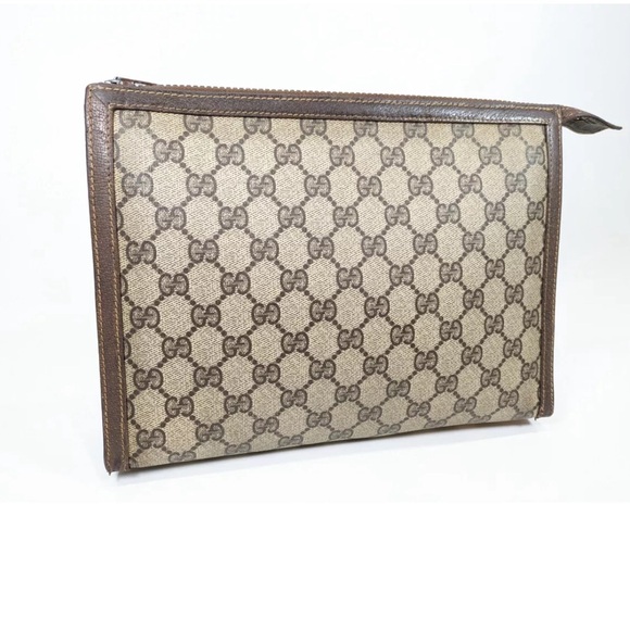 #4 Gucci Vintage Clutch Bag Brown GG PVC Supreme USED (NO CODE) COA INCLUDED - Picture 2 of 14